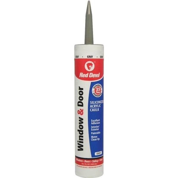 Red Devil 0 Siliconized Acrylic Caulk, Gray, 20 to 180 deg F, 101 floz